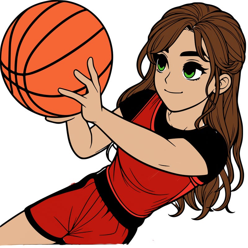 realistic girl playing basketball