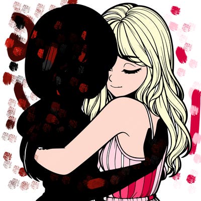 realistic girls hugging