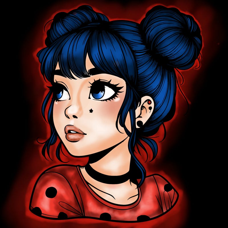 realistic girl with spacebuns