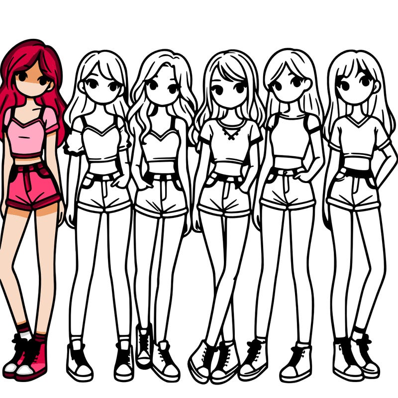 a group of girls wearing crop tops and shorts