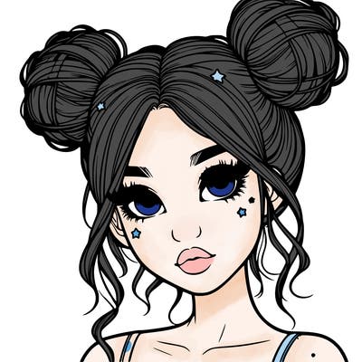 realistic girl with space buns