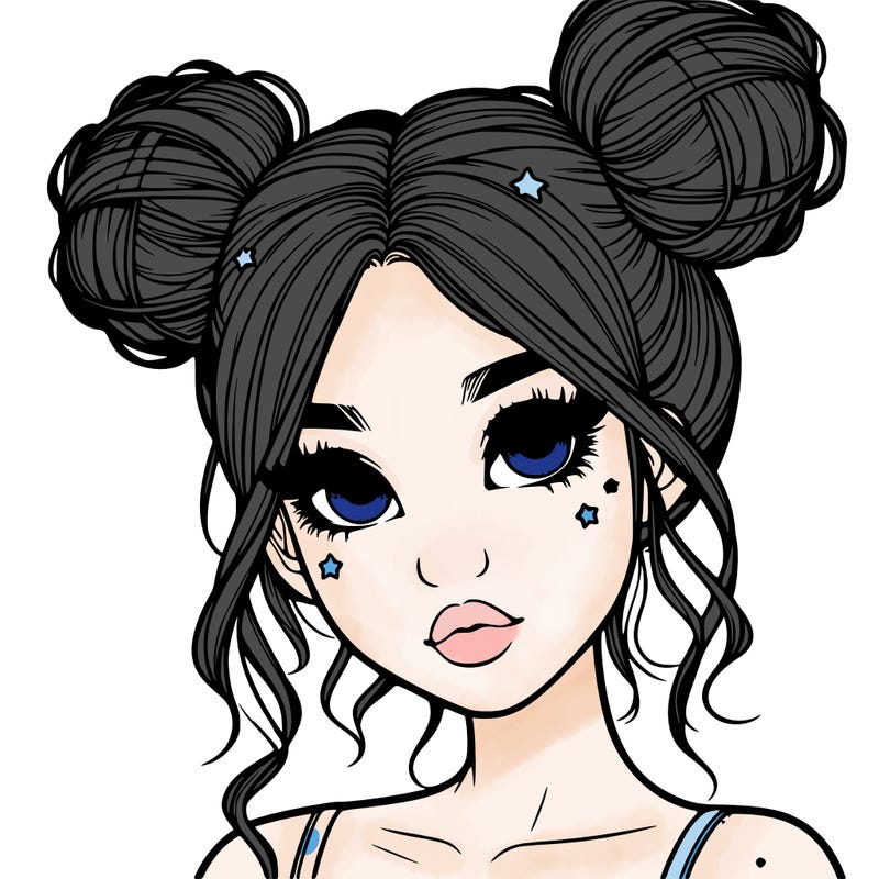realistic girl with space buns