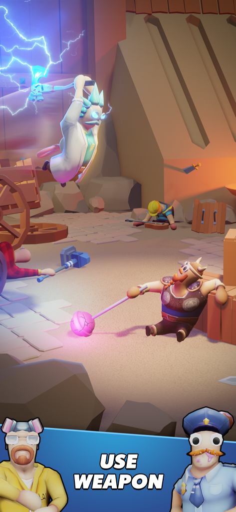 Gang Battle Party: Playground - 물리 기반 놀이터 경기장에서 기괴한 무기를 들고 싸우는 래그돌 캐릭터들