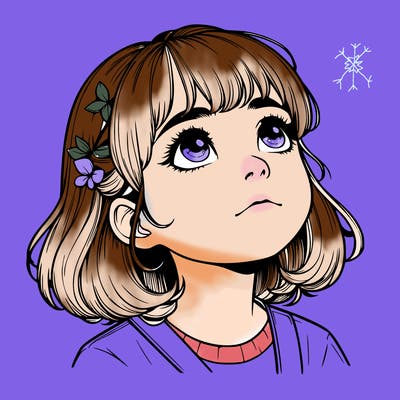 realistic girl looking up