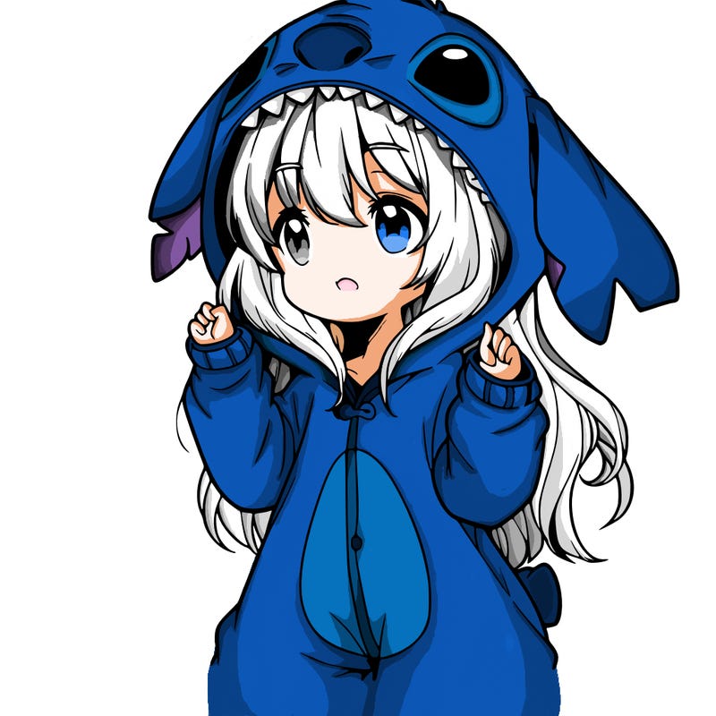 anime girl in a stitch onsie
