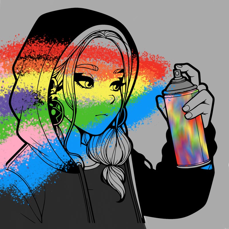 a realistic girl, spray painting