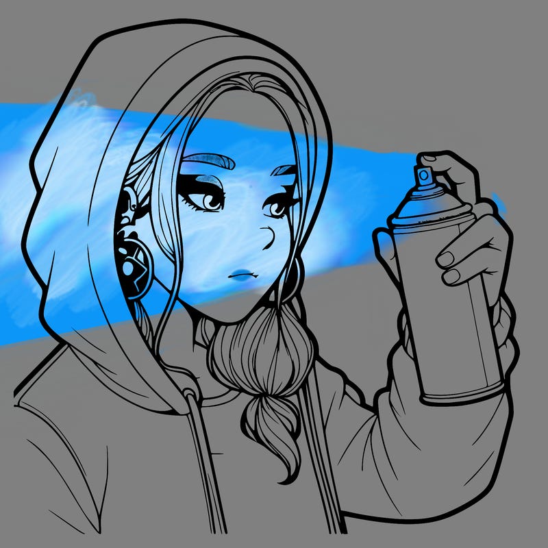a realistic girl, spray painting