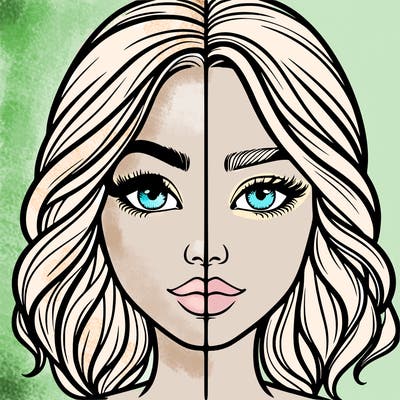 realistic girl split half