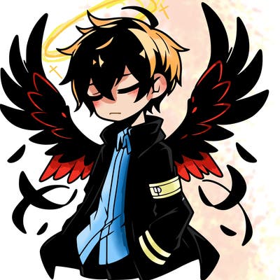 dark anime boy with wings