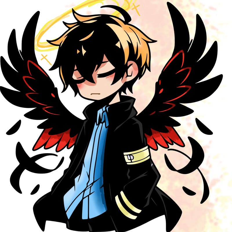 dark anime boy with wings