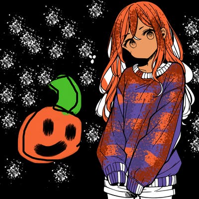 manga teen girl  in a sweater and baggy pants