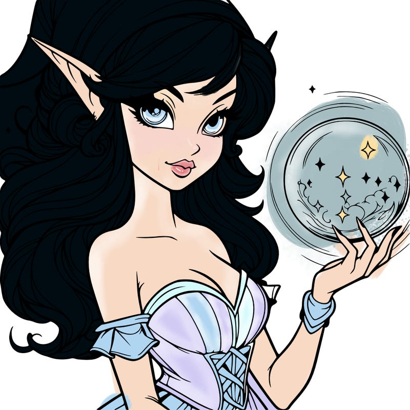 realistic  beautiful sorceress nature fantasy exaggerated features crystal ball elf