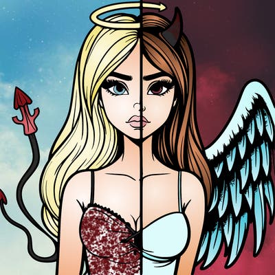 devil vs angel realistic girl