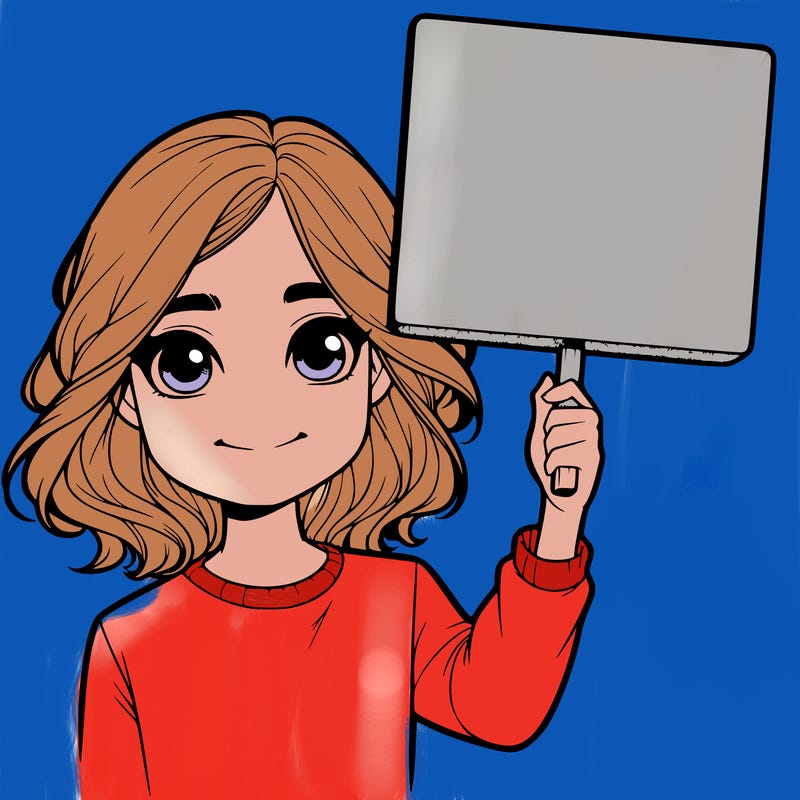 realistic girl holding up a sign