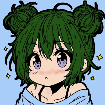 a manga girl with messy small buns