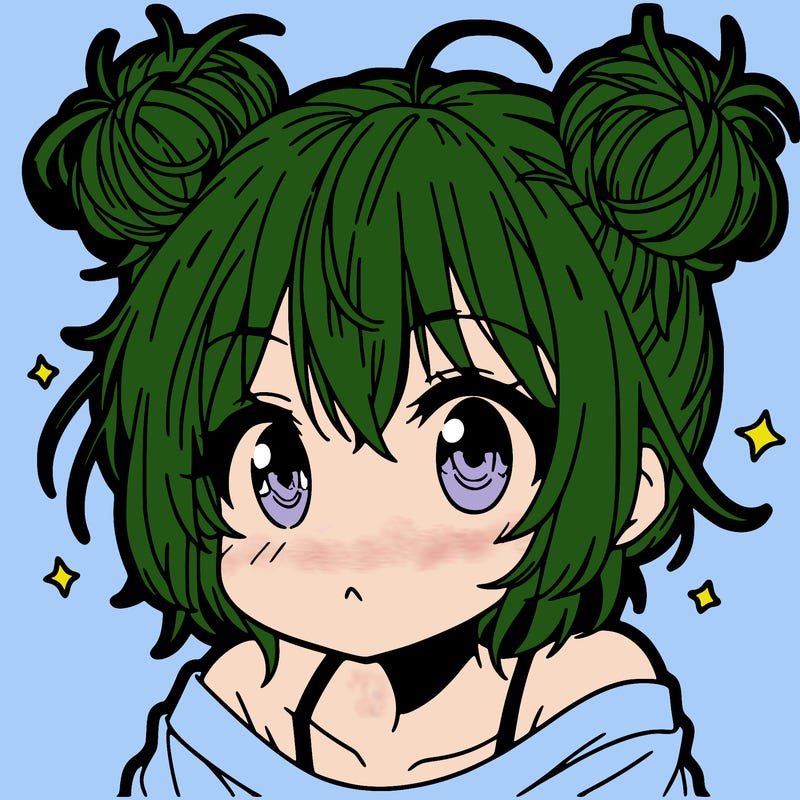 a manga girl with messy small buns