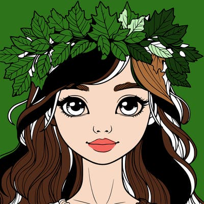 realistic girl with fall leaf crown