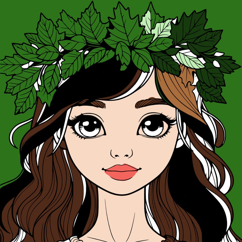 realistic girl with fall leaf crown