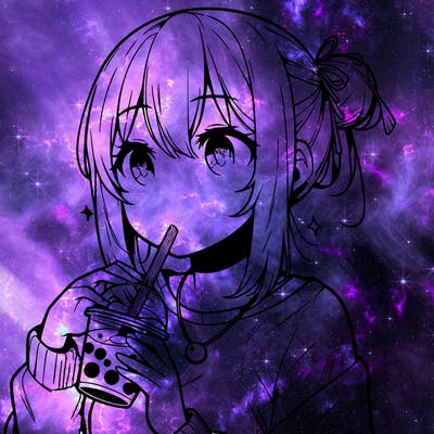 manga character drinking boba