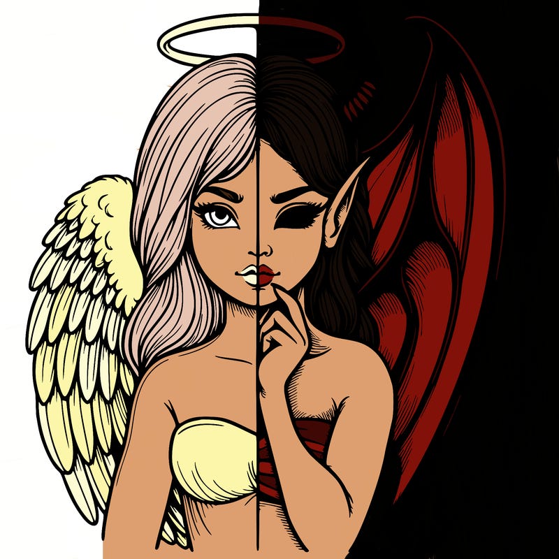 realistic angel half demon