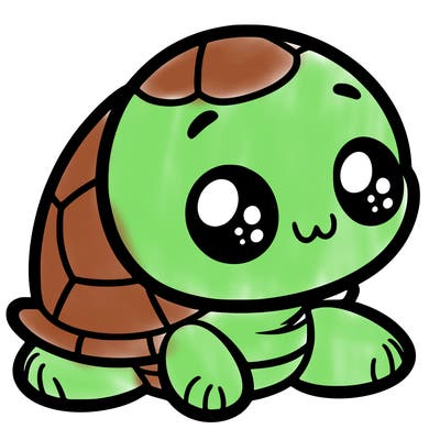 cute little animated turtle