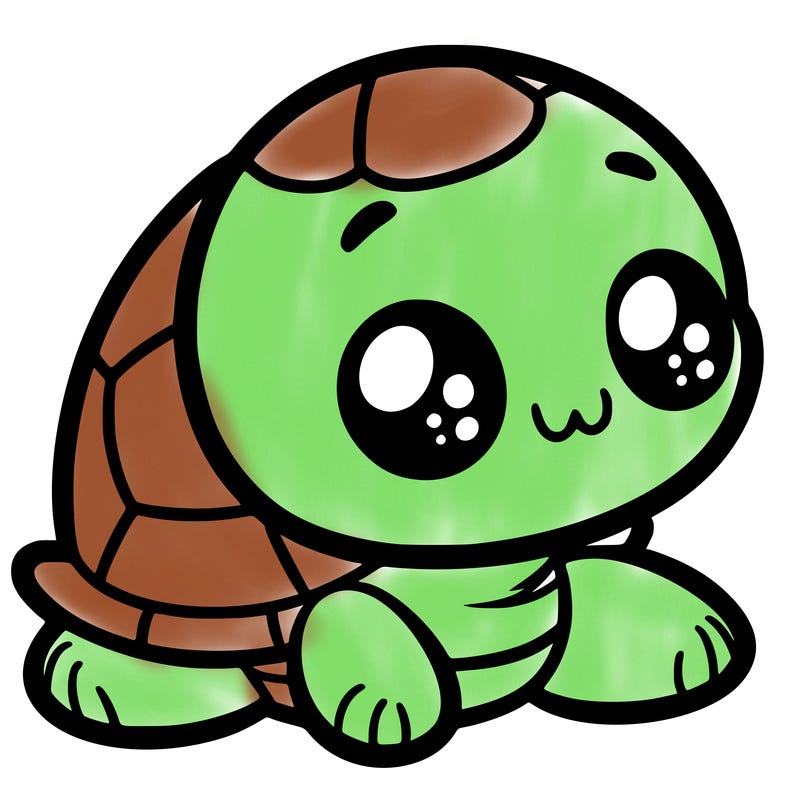cute little animated turtle