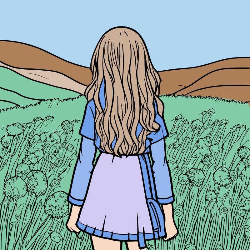 anime girl in meadow