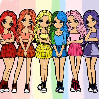 a group of girls realistic