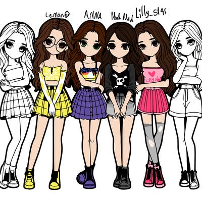 a group of girls realistic