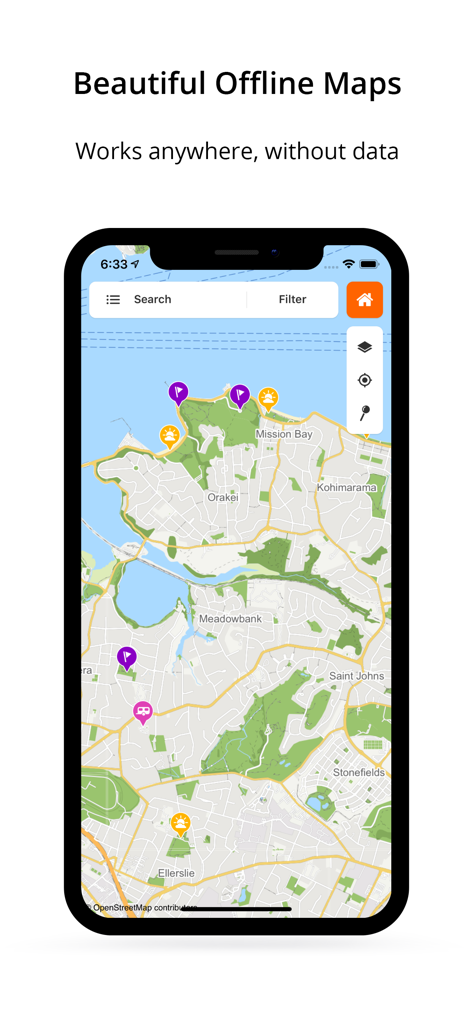 WikiCamps UK - WikiCamps UK app interface displaying offline maps with various camping and point of interest markers.