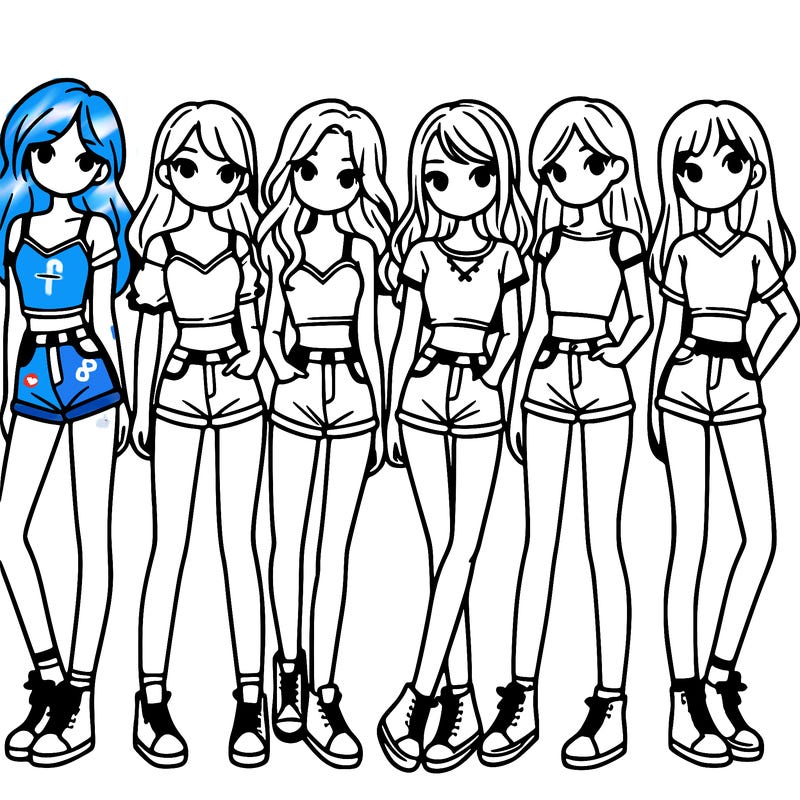 a group of girls wearing crop tops and shorts