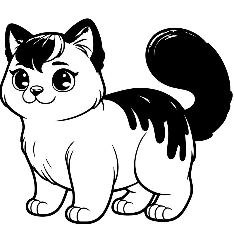 realistic cat with a dyed tail & dyed ear