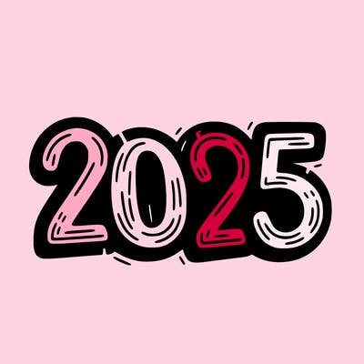 one line scrawled numbers sketch design “2025”