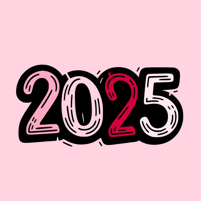 one line scrawled numbers sketch design “2025”