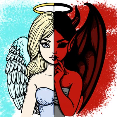realistic angel half demon