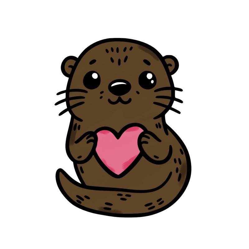 otter with a heart