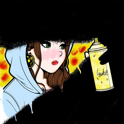 a realistic girl, spray painting