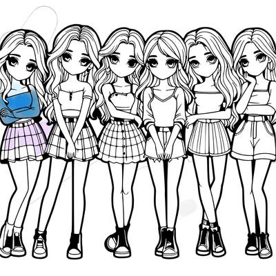 a group of girls realistic