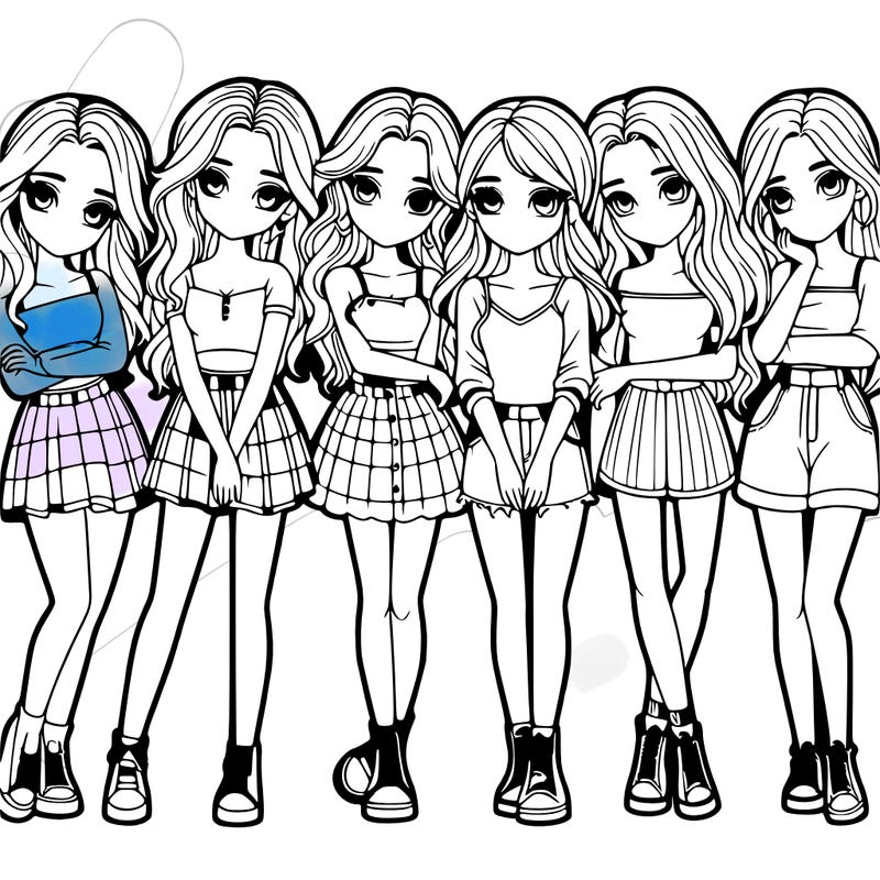 a group of girls realistic