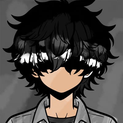 manga boy fluffy hair covering his eyes