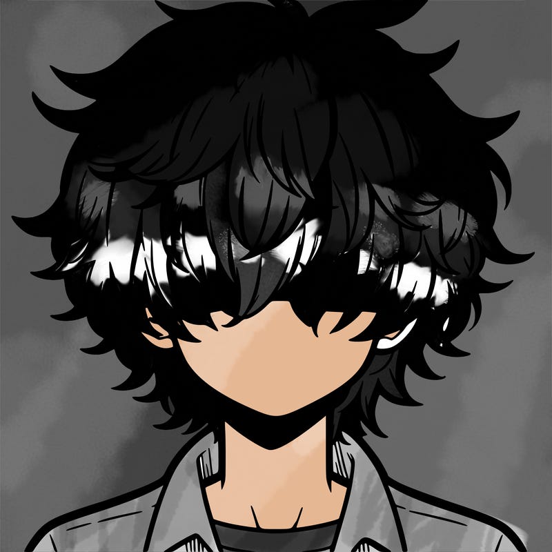 manga boy fluffy hair covering his eyes