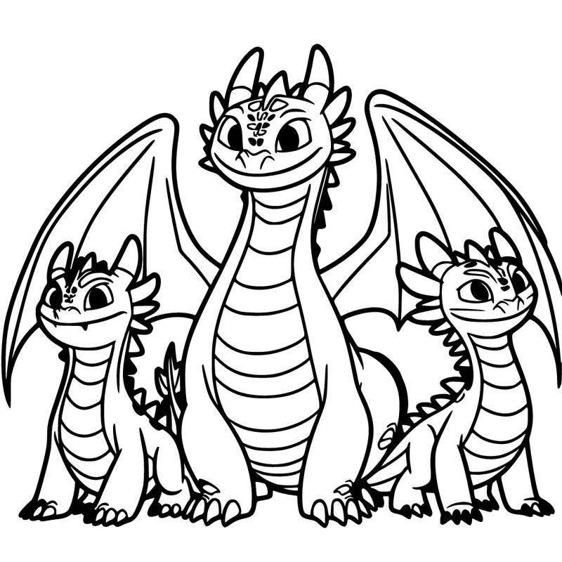 toothless and his family from how to train your dragon
