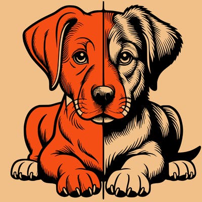 realistic dog split picture