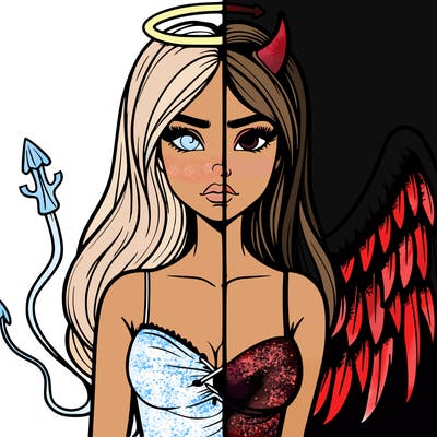 devil vs angel realistic girl