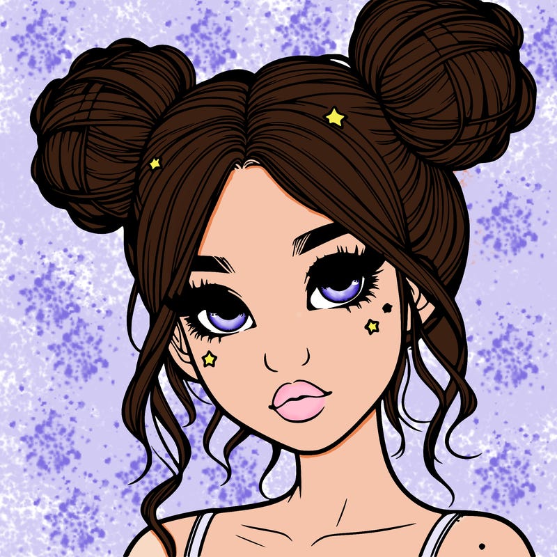 realistic girl with space buns