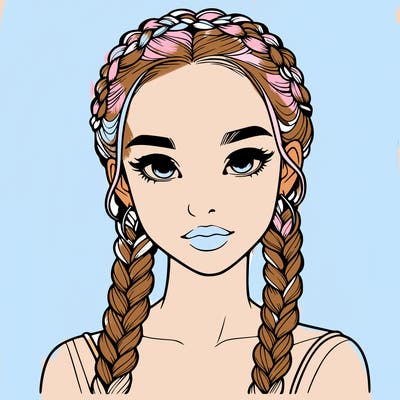 realistic girl with braids