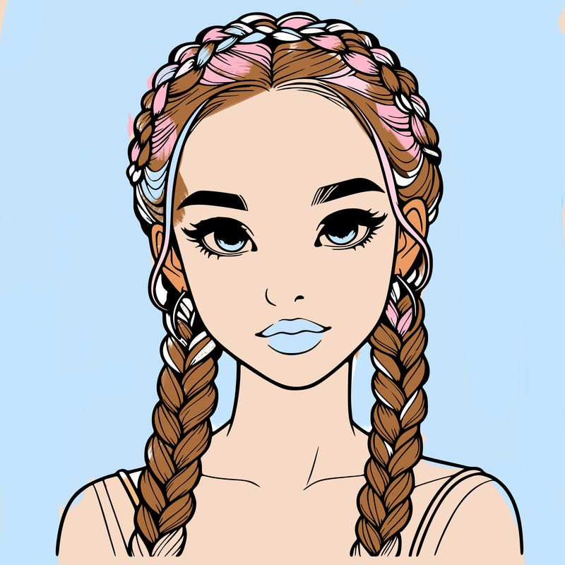 realistic girl with braids