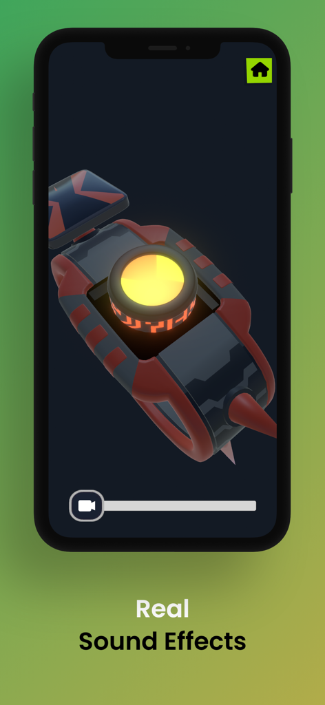 Omni-Watch 3D: Watch Simulator - 3D simulation of a red alien watch with real sound effects in the Omni-Watch 3D app