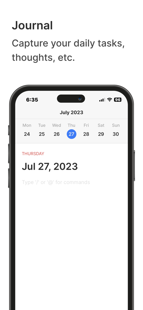 Heptabase mobile app journal for daily tasks and thoughts