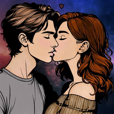 realistic couple kissing